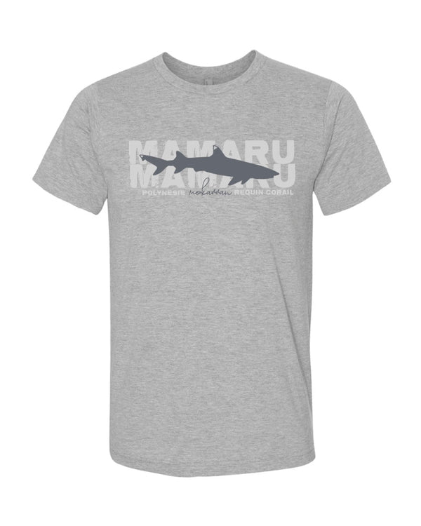 t-shirt gris chiné requin corail