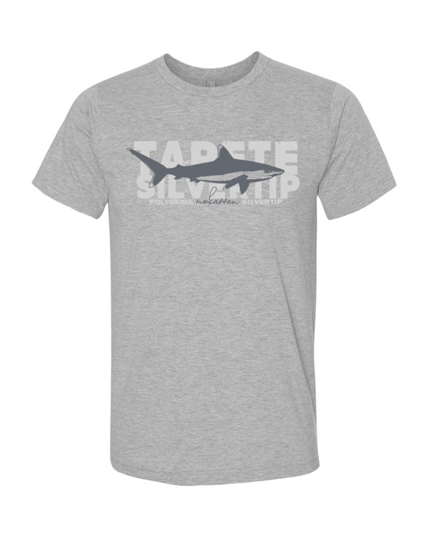 t-shirt gris chiné requin ailerons blanc de récif