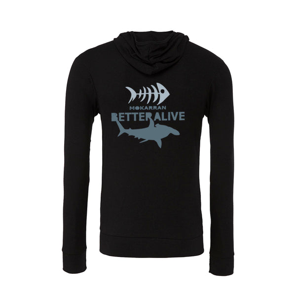 Sweat shirts plongée à zip et capuche légers homme requin marteau noir