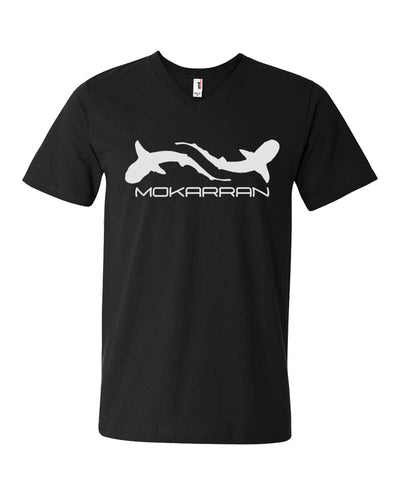Tee shirts plongée col V pour homme requins noir