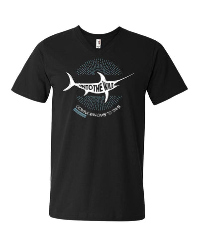 Tee shirts plongée col V pour homme espandon marlin noir