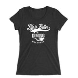 Tee shirt plongée à col large pour femme Life is better in diving noir