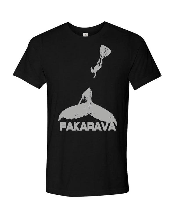 tee shirt plongée baleine à bosse apnéiste Fakarava - noir