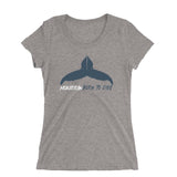 Tee shirt plongée femme col large baleine à bosse gris