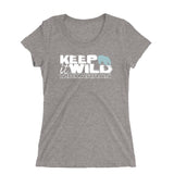 Tee shirt plongée à col large pour femme ours polaire gris