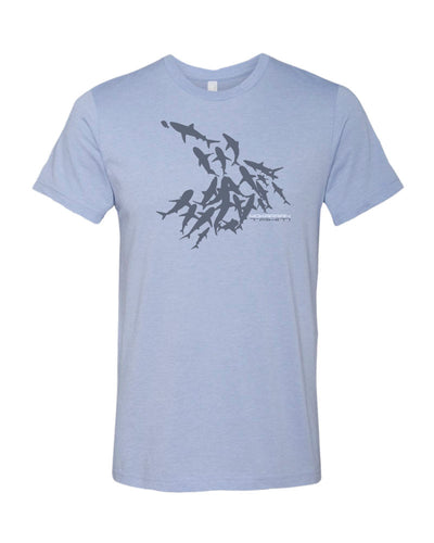 Tee shirts plongée mur de requin bleu chiné