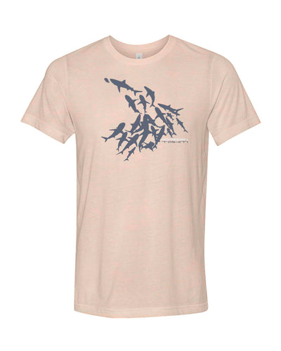 Tee shirts plongée mur de requin couleur pêche chiné