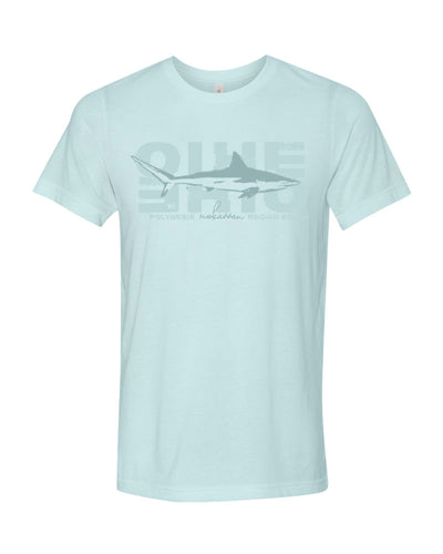 t-shirt bleu glacé requin bordé