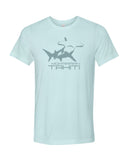 tee shirt plongée requin marteau tahiti bleu