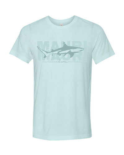 t-shirt bleu glacé requin à pointes noires