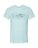 t-shirt bleu glacé requin à pointes noires