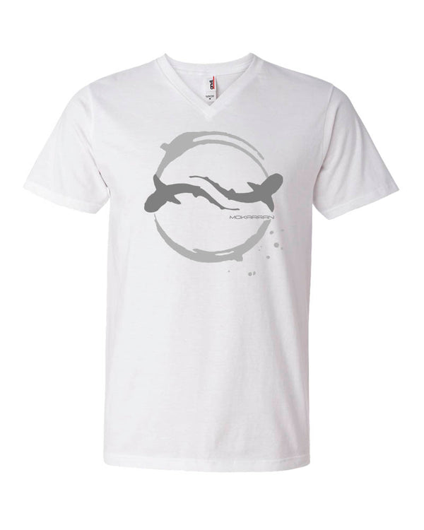 Tee shirts plongée col V pour homme requins blanc