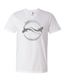 Tee shirts plongée col V pour homme requins blanc