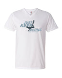 Tee shirt plongée col v homme just keep diving blanc