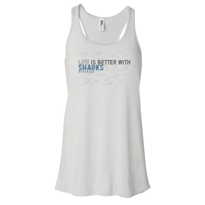 Dos nageur plongée femme life is better with sharks blanc