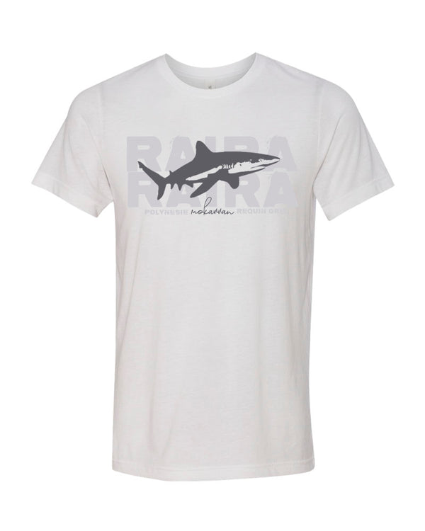 t-shirt blanc requin gris