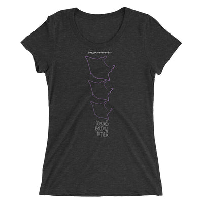 Tee shirt plongee femme col large raie manta noir