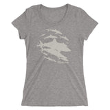 Tee shirt plongee femme col large mur de requins gris