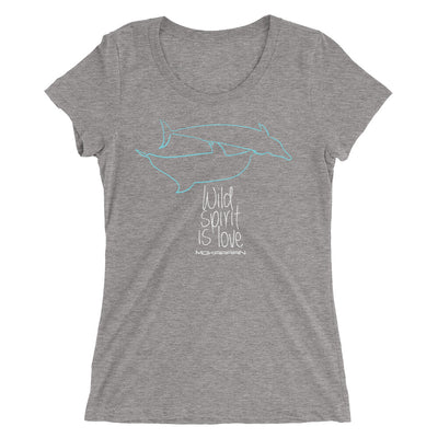 Tee shirt plongee femme col large dauphins gris