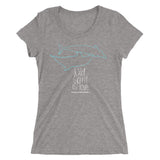 Tee shirt plongee femme col large dauphins gris