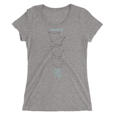 Tee shirt plongee femme col large raie manta gris