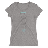 Tee shirt plongee femme col large raie manta gris