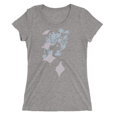 Tee shirt plongee femme col large raie manta gris