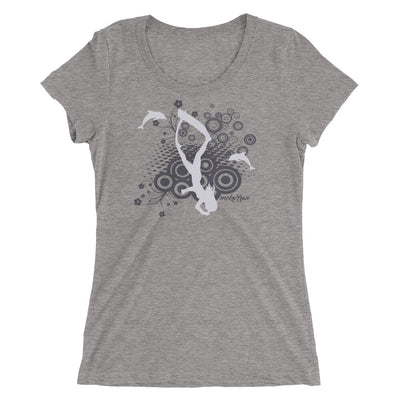 t-shirt apnée femme col large dauphin gris