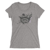 t-shirt plongée femme col large raie manta gris