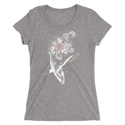 t-shirt plongee femme col large baleine gris