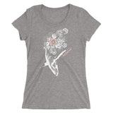 t-shirt plongee femme col large baleine gris
