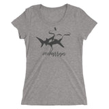 Tee shirt plongee femme col large grand requin marteau gris