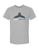 Heather gray Mokarran diving t-shirt for men with humpback whale