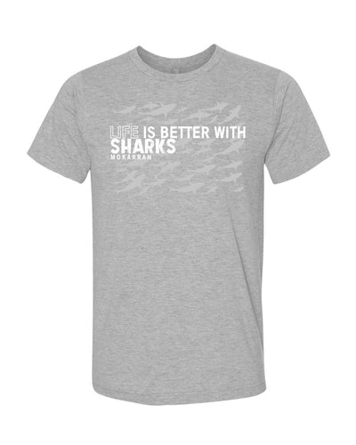 Tee shirt plongée gris chiné requin pour homme Life is Better with sharks