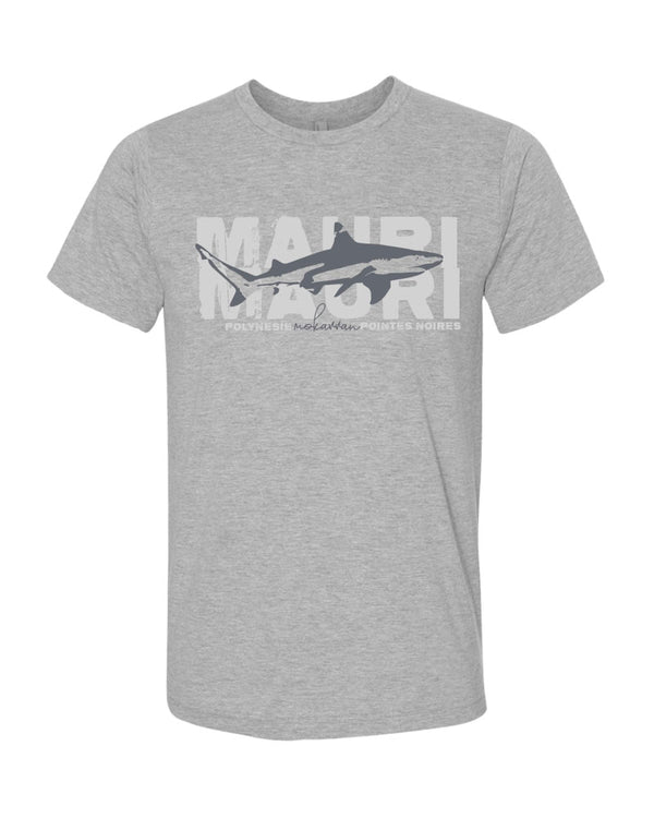 t-shirt gris chiné requin pointes noires