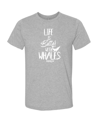 Tee shirt plongée gris foncé pour homme life is better with whale gris chiné