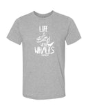 Dark gray diving t-shirt for men life is better with whale heather gray