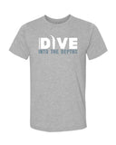 Heather gray sperm whale diving t-shirt