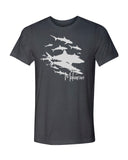Gray shark wall diving t-shirts