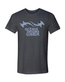 Gray hammerhead shark diving t-shirts