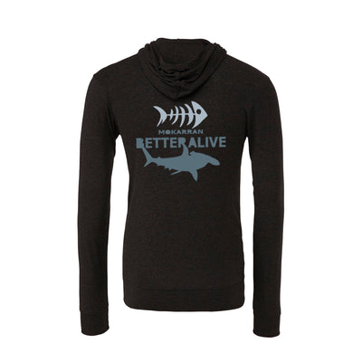 Sweat shirts plongée à zip et capuche légers homme requin marteau charbon