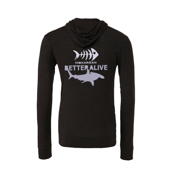 Sweat shirts à zip et capuche plongée femme grand requin marteau charbon