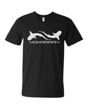 Men's V-neck diving t-shirts black sharks