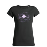 Women's black diving t-shirt round neck oceanic shark