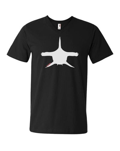 Tee shirts plongée col V pour homme requin marteau noir