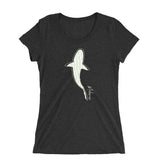 Women's wide neck diving t-shirt black shark