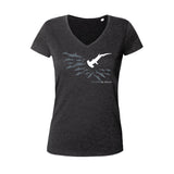 Black hammerhead shark v-neck t-shirts for women