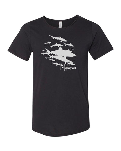 Tee shirt plongée requin gris col brut pour homme noir