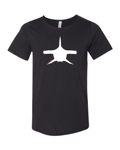 Tee shirt plongée requin marteau col brut pour homme noir