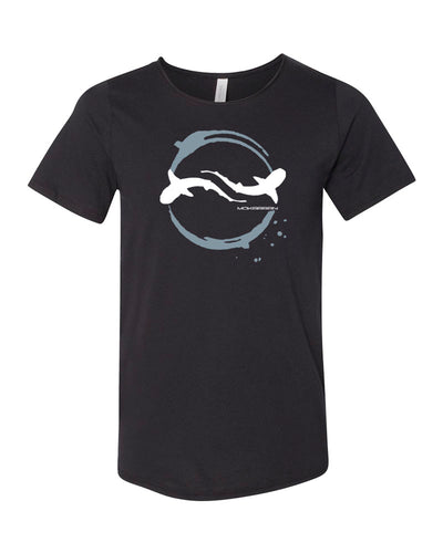 tee shirt plongée noir requin col brut pour homme